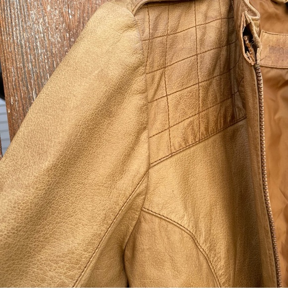 WHETBLU Women’s Tan Leather Moto Bomber Jacket Vintage Size XXL - Picture 5 of 17